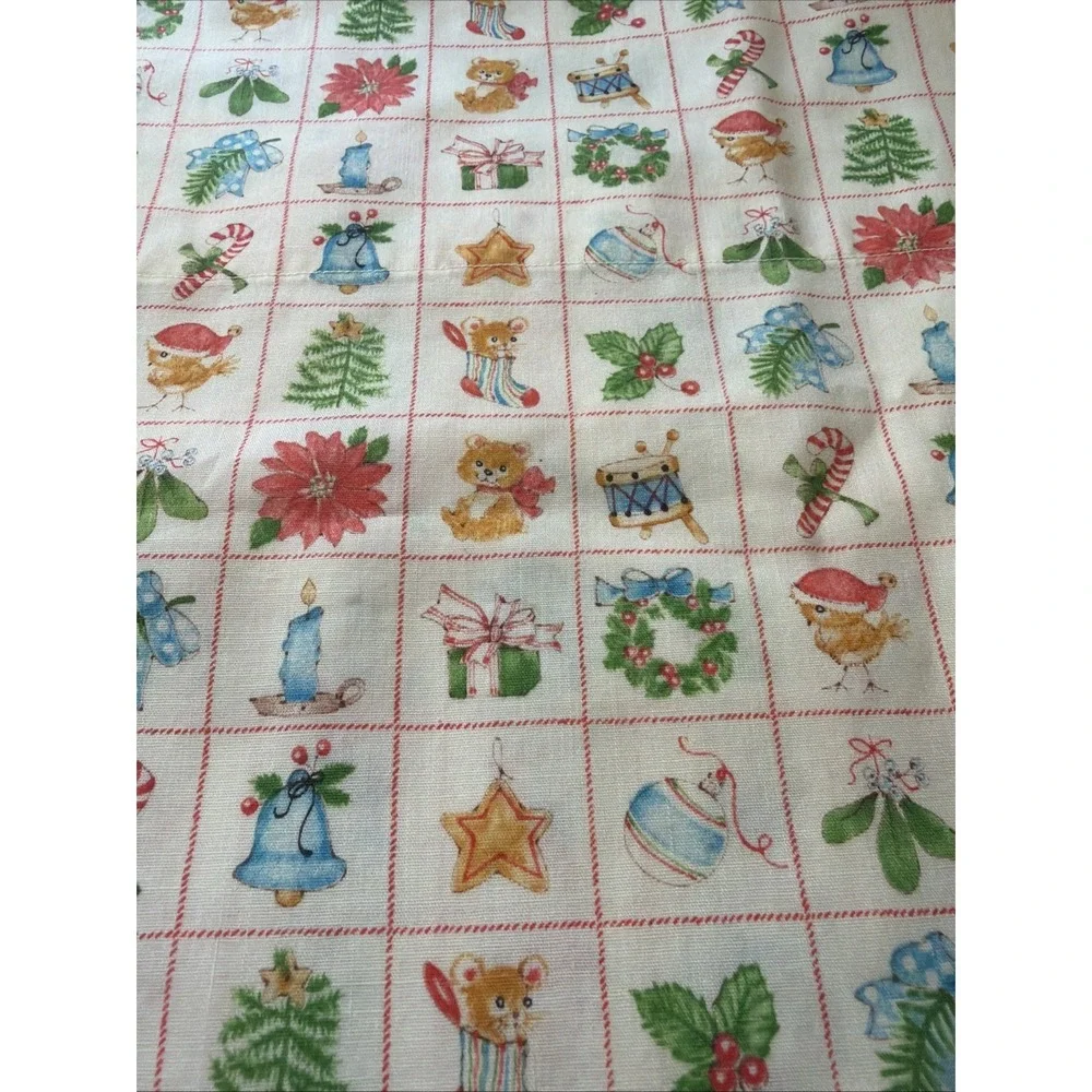 VTG Spring Mills Christmas Baby Animals in Red Blocks Cheater Quilt Pillowcase
